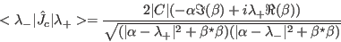 \begin{displaymath}
<\lambda_-\vert\hat J_c\vert\lambda_+>=
\frac{2\vert C\ver...
...\beta)
(\vert\alpha-\lambda_{-}\vert^2+\beta^{\star}\beta)}}
\end{displaymath}