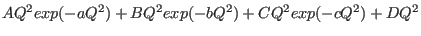 $\displaystyle A Q^2 exp(-aQ^2)+B Q^2 exp(-bQ^2)+C Q^2 exp(-cQ^2)+D Q^2$