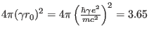 $4\pi (\gamma r_0)^2=4\pi\left(\frac{\hbar \gamma e^2}{mc^2}\right)^2
=3.65$