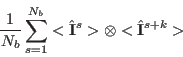 \begin{displaymath}
\frac{1}{N_b}\sum_{s=1}^{N_b} <{\hat \mathbf I}^s> \otimes <{\hat \mathbf I}^{s+k}>
\end{displaymath}