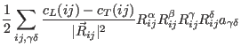 $\displaystyle \frac{1}{2}\sum_{ij,\gamma\delta} \frac{c_L(ij)-c_T(ij)}{\vert\ve...
...2}
R_{ij}^{\alpha}R_{ij}^{\beta}R_{ij}^{\gamma}R_{ij}^{\delta}
a_{\gamma\delta}$