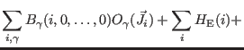 $\displaystyle \sum_{i,\gamma} B_{\gamma}(i,0,\dots,0) O_{\gamma}(\vec J_i) + \sum_{i} H_{\rm E}(i) +$